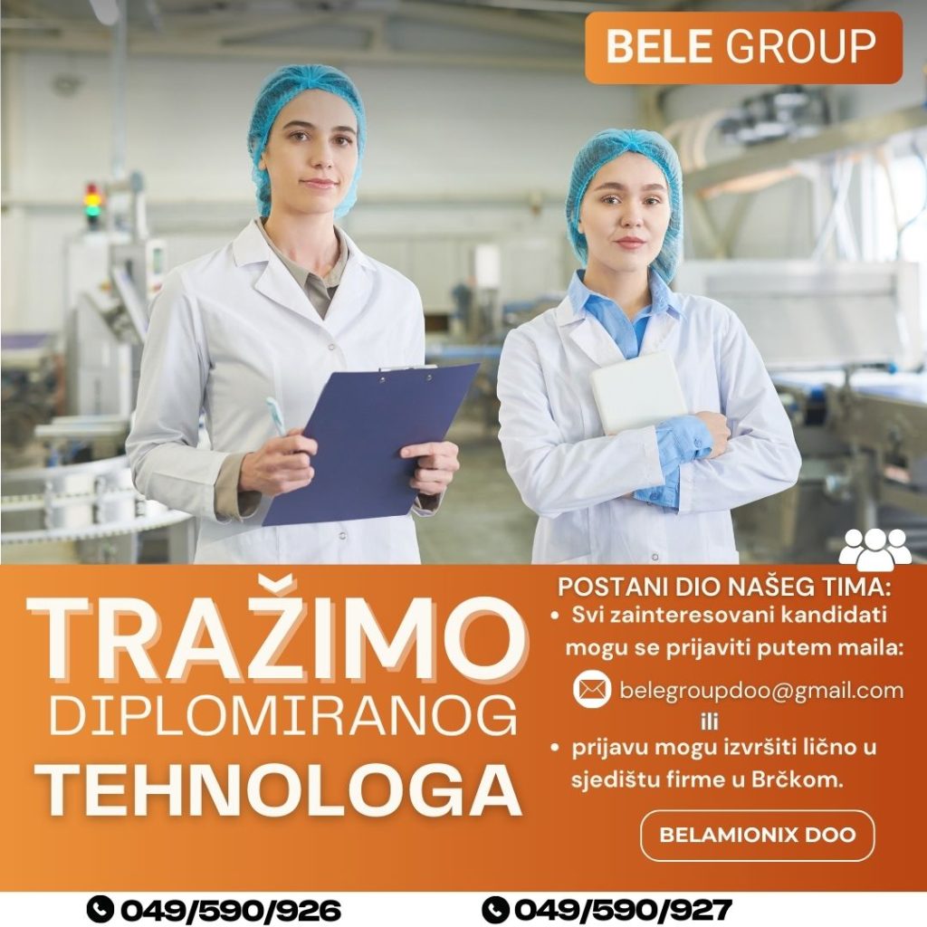 Tehnolog OGLAS ZA POSAO - Belamionix